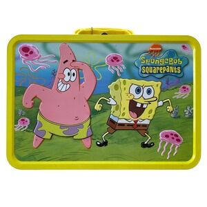 Vintage Nickelodeon SpongeBob‎ SquarePants Large Embossed Metal Lunch Box 13x9x4